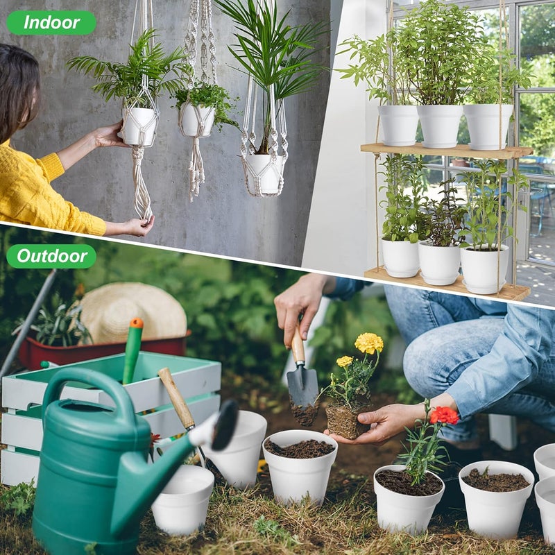 FHWTY Store 7 Pack Mix Size Plastic Plant Pots, 6.2/5.4/4.8/4.5/4 inch Indoor Planters with Drainage Holes and Tray, Thickened Plastic Flowers Pots for Plants, Succulents, Snake Plant and Cactus, White - Image 5